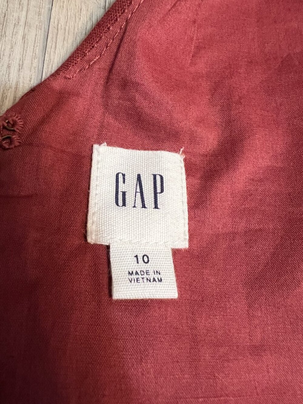 NWOT GAP Linen Blend Midi Dress Red Size 10 Sleeveless Button Belted Pockets - Picture 6 of 11